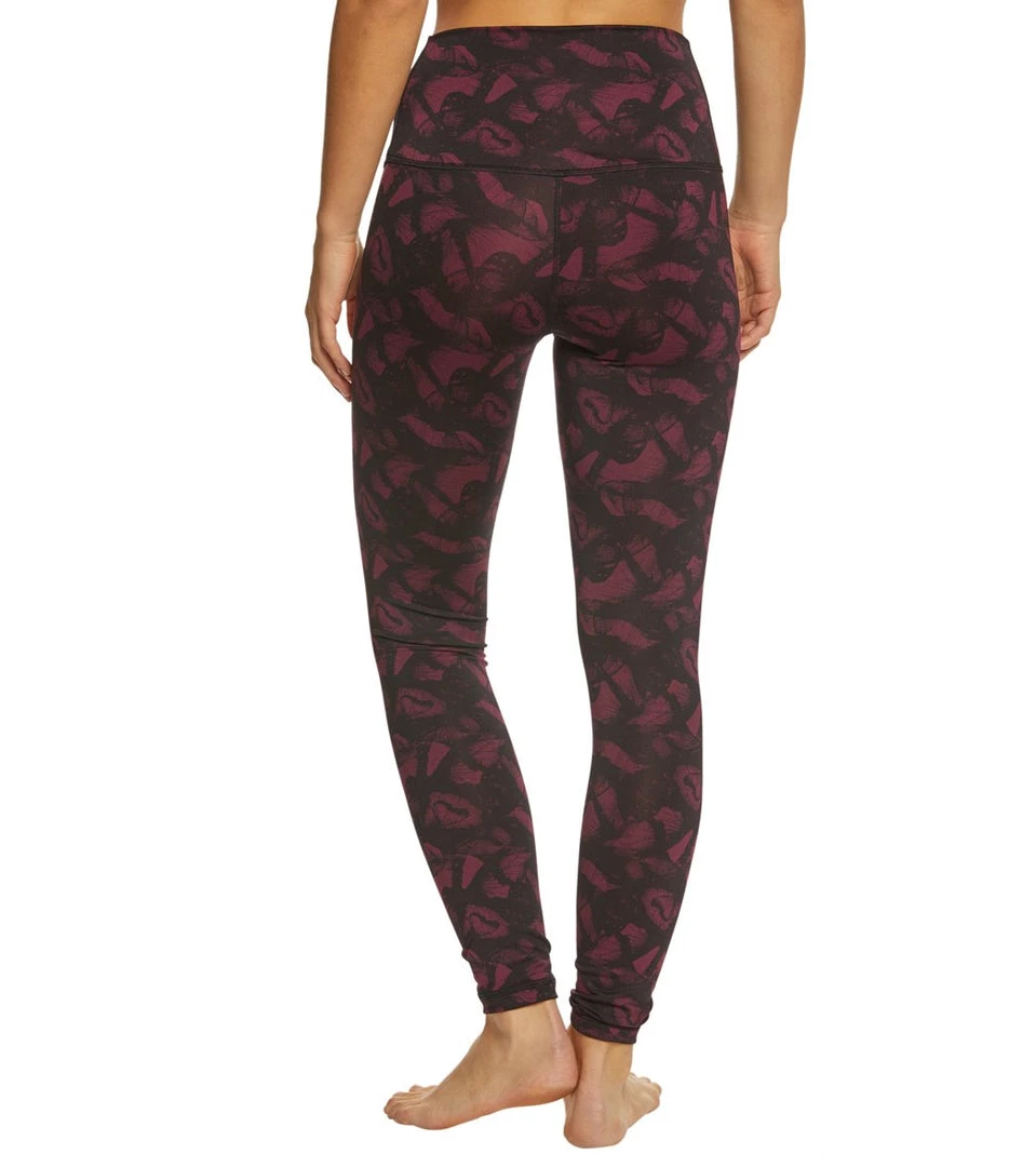 DYI High Waist Signature Butterfly Printed Yoga Leggings Burgundy 5 DYI High Waist Signature Butterfly Printed Yoga Leggings Burgundy