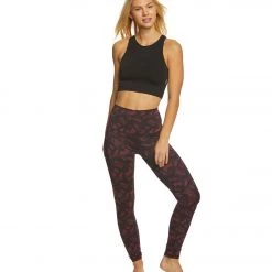 DYI High Waist Signature Butterfly Printed Yoga Leggings Burgundy 12 DYI High Waist Signature Butterfly Printed Yoga Leggings Burgundy