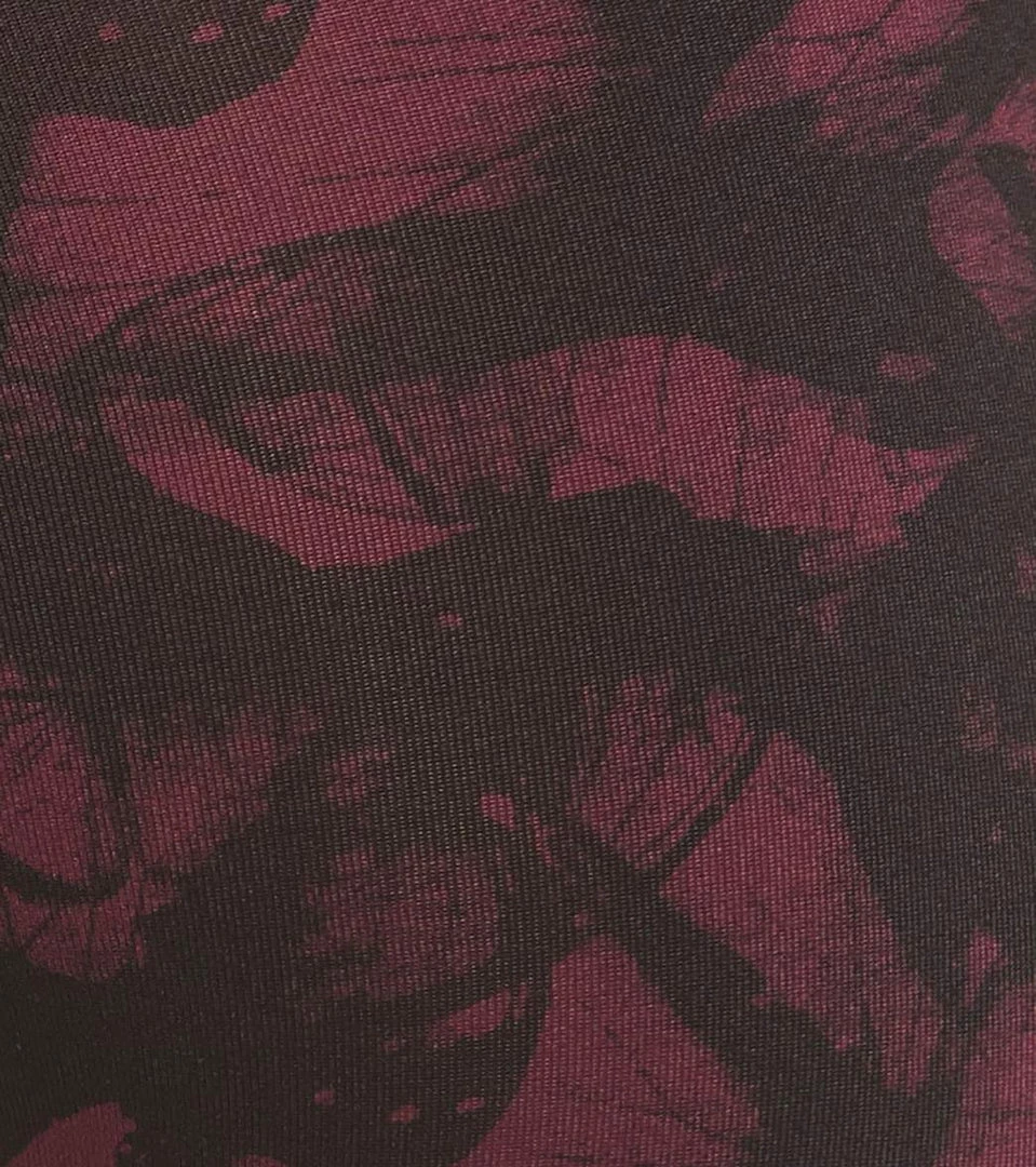 DYI High Waist Signature Butterfly Printed Yoga Leggings Burgundy 7 DYI High Waist Signature Butterfly Printed Yoga Leggings Burgundy