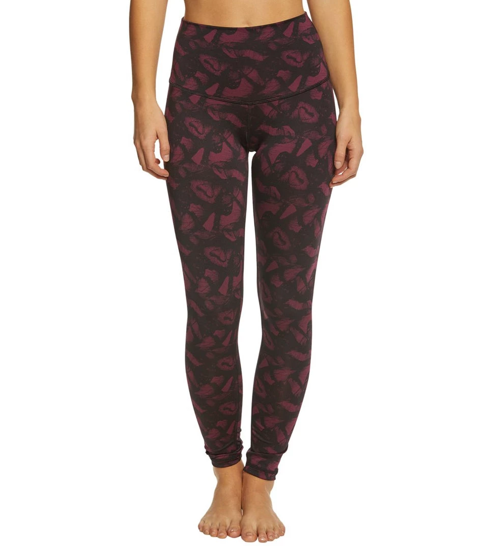 DYI High Waist Signature Butterfly Printed Yoga Leggings Burgundy 9 DYI High Waist Signature Butterfly Printed Yoga Leggings Burgundy