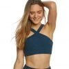 Beyond Yoga High Cut Criss Cross Yoga Bra Black/Deep Sapphire CLOTHING