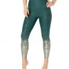 Beyond Yoga Sportflex Alloy Ombre High Waisted Midi Yoga Leggings Hunter Green Antique Gold Speckle CLOTHING