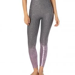 Beyond Yoga Sportflex Alloy Ombre High Waisted Midi Yoga Leggings Black/White Shiny Mauve Speckle CLOTHING