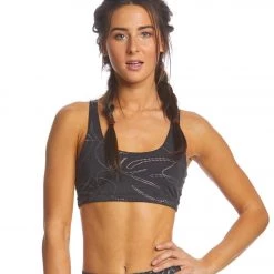 Beyond Yoga Flashback Yoga Sports Bra Monstera Leaf Silver/Black CLOTHING