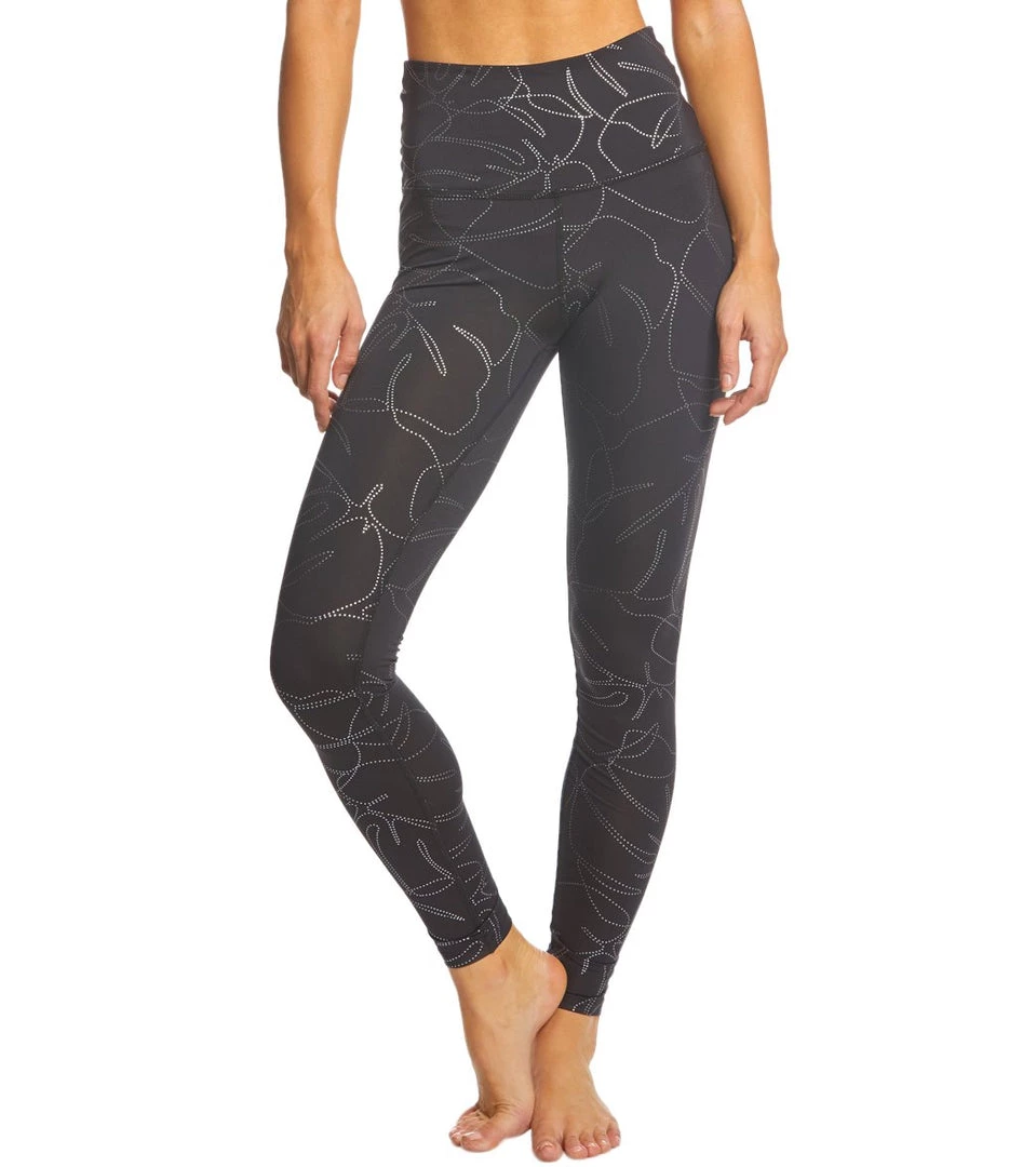 Beyond Yoga Flashback High Waisted Midi Yoga Leggings Monstera Leaf Silver/Black 9 Beyond Yoga Flashback High Waisted Midi Yoga Leggings Monstera Leaf Silver/Black