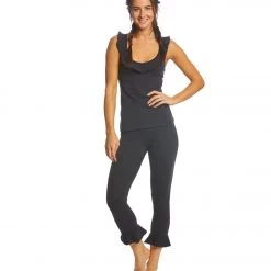 Beyond Yoga Frill Seeker High Waisted Midi Yoga Leggings Jet Black CLOTHING