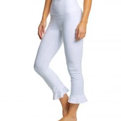 CLOTHING Beyond Yoga Frill Seeker High Waisted Midi Yoga Leggings White 9 CLOTHING Beyond Yoga Frill Seeker High Waisted Midi Yoga Leggings White