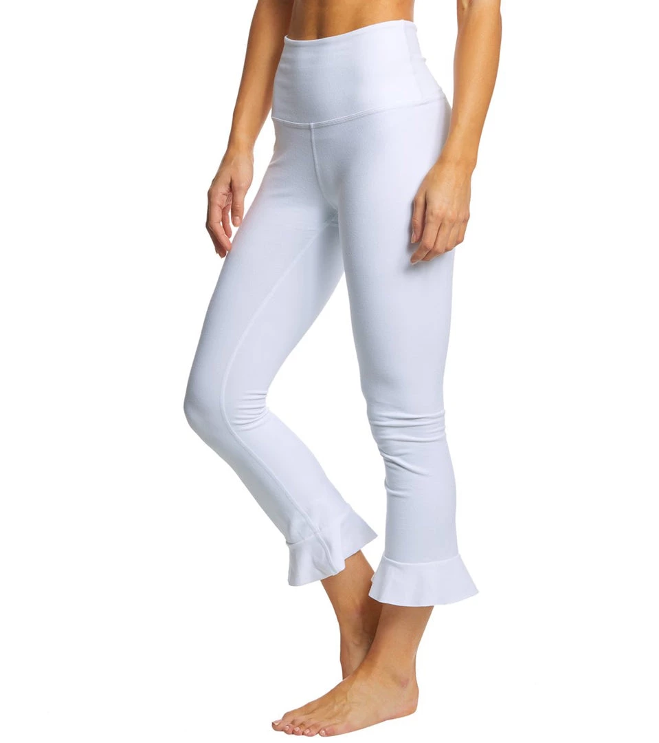 CLOTHING Beyond Yoga Frill Seeker High Waisted Midi Yoga Leggings White 4 CLOTHING Beyond Yoga Frill Seeker High Waisted Midi Yoga Leggings White