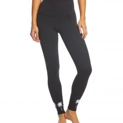 Beyond Yoga Palm Tree High Waisted Midi Yoga Leggings Jet Black CLOTHING