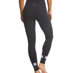 Beyond Yoga Palm Tree High Waisted Midi Yoga Leggings Jet Black CLOTHING