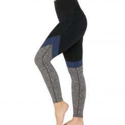 Beyond Yoga Tri-Panel Spacedye High Waisted 7/8 Yoga Leggings Darkest Night/Insignia Navy Tri-Panel