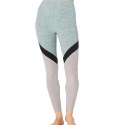 Beyond Yoga Tri-Panel Spacedye High Waisted 7/8 Yoga Leggings True Teal/White Tri-Panel