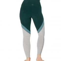 Beyond Yoga Tri-Panel Spacedye High Waisted 7/8 Yoga Leggings Hunter Green/Nocturnal Navy Tri-Panel