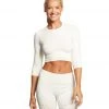 Varley Fletcher Seamless 3/4 Sleeve Crop Top Dune 1 Varley Fletcher Seamless 3/4 Sleeve Crop Top Dune