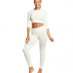 Varley Fletcher Seamless 3/4 Sleeve Crop Top Dune 11 Varley Fletcher Seamless 3/4 Sleeve Crop Top Dune