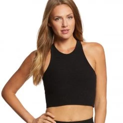 Beyond Yoga Across The Strap Cropped Tank Darkest Night