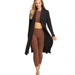 Beyond Yoga High Slits Long Duster Black