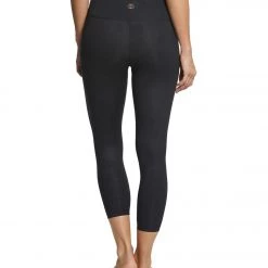 Balance Collection Embossed High Waisted Yoga Capris Black Crinkled Texture