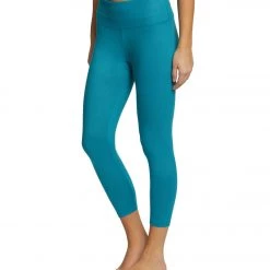 Balance Collection Embossed High Waisted Yoga Capris Harbor Blue Crinkle