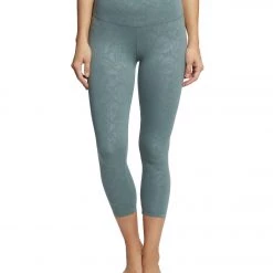 CLOTHING Balance Collection Embossed High Waisted Yoga Capris Balsam Green Foliage