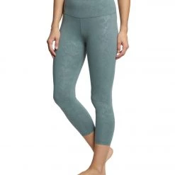 CLOTHING Balance Collection Embossed High Waisted Yoga Capris Balsam Green Foliage