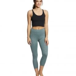 CLOTHING Balance Collection Embossed High Waisted Yoga Capris Balsam Green Foliage