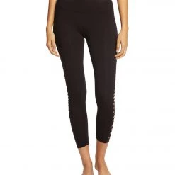 Betsey Johnson Performance Criss Cross Straight Strap 7/8 Yoga Leggings Black CLOTHING