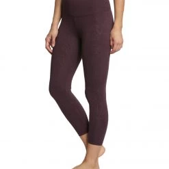 Balance Collection Embossed High Waisted Yoga Capris Wild Plum Brush Stroke