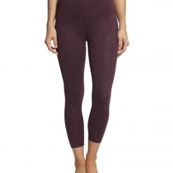 Balance Collection Embossed High Waisted Yoga Capris Wild Plum Brush Stroke