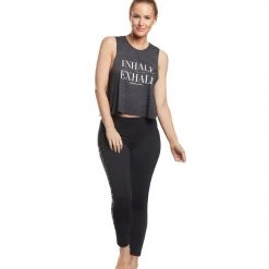 Spiritual Gangster Exhale Crop Tank Vintage Black CLOTHING