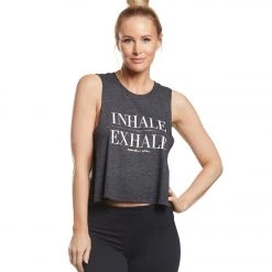 Spiritual Gangster Exhale Crop Tank Vintage Black CLOTHING
