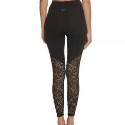 CLOTHING Beyond Yoga High Cut Lace High Waisted 7/8 Yoga Leggings Jet Black 11 CLOTHING Beyond Yoga High Cut Lace High Waisted 7/8 Yoga Leggings Jet Black