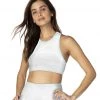 Beyond Yoga Out Of Line Racerback Yoga Sports Bra White Heather Surf Stripe CLOTHING