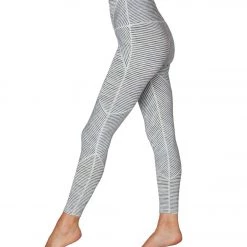 Beyond Yoga Out Of Line High Waisted Long Leggings White Heather Surf Stripe