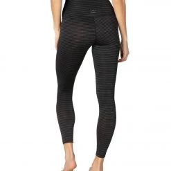 Beyond Yoga Surf Stripe High Waisted 7/8 Yoga Leggings Black Heather Surf Stripe
