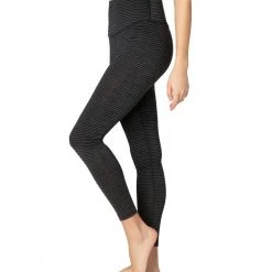 Beyond Yoga Surf Stripe High Waisted 7/8 Yoga Leggings Black Heather Surf Stripe