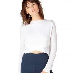 Beyond Yoga Back Out Reversible Cropped Yoga Pullover White