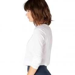 Beyond Yoga Back Out Reversible Cropped Yoga Pullover White