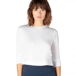 Beyond Yoga Back Out Reversible Cropped Yoga Pullover White
