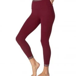 Beyond Yoga Cross Point High Waisted 7/8 Yoga Leggings Team Burgundy CLOTHING