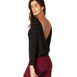 CLOTHING Beyond Yoga Brushed Back After Yoga Pullover Black/Mid Heather Gray