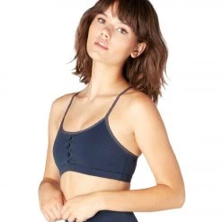 Beyond Yoga Peek Through Yoga Sports Bra Nocturnal Navy Heather CLOTHING