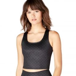 Beyond Yoga Lux First Class Cropped Yoga Tank Front Runner Dot Black CLOTHING