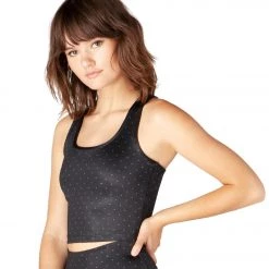 Beyond Yoga Lux First Class Cropped Yoga Tank Front Runner Dot Black CLOTHING