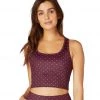 CLOTHING Beyond Yoga Lux First Class Cropped Yoga Tank Front Runner Dot Team Burgundy