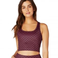 CLOTHING Beyond Yoga Lux First Class Cropped Yoga Tank Front Runner Dot Team Burgundy
