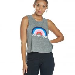 Spiritual Gangster Radiate Crop Tank Medium Heather Grey CLOTHING