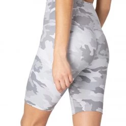 Beyond Yoga Olympus High Waisted Biker Shorts Gray Camo