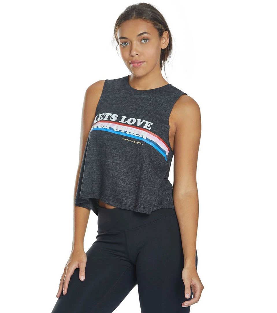 Spiritual Gangster Lets Love Crop Tank Vintage Black CLOTHING 7 Spiritual Gangster Lets Love Crop Tank Vintage Black CLOTHING