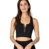 Beyond Yoga Zip By Boulevard Cropped Yoga Tank Black